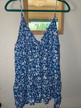 Cupshe Blue and White Floral Mini Dress, medium